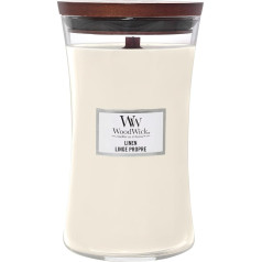 WoodWick Large Scented Candle in Sandglass Jar with Crackle Wick, Linen, Up to 130 Hours Burn Time