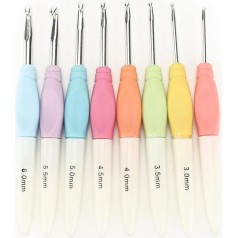 8 Piece Crochet Hook Set with Colour Coded Handles for Arthritis or Carpal Tunnel Patients. Weaving at Home