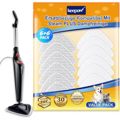 KEEPOW Pack of 12 Compatible with Vileda Steam Plus Steam Cleaner Microfibre Replacement Covers, for Vileda Floor Mop Replacement Cover, Washable and Durable