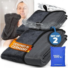 MAGIC WIPE® Bathroom Drying Cloth XXL - Pack of 2 40 x 60 cm Original All-Purpose Microfibre Cleaning Cloth - Streak & Lint Free Cloth, Premium Quality Drying Cloth for Bathroom, Kitchen, Mirror