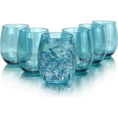 Yanglonghui Set of 6 Acrylic Drinkware - 20 Ounce Plastic Wine Glasses, Shatterproof and Stackable, BPA Free, Dishwasher Safe, Reusable Cups for Parties and Poolside Use with (Cyan, 20 Ounce)