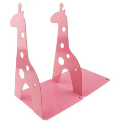 21CM Cute Cartoon Fashion Hollow Giraffe Bookend Kids Book End Nonskid Iron Metal Bookends Library School Office Home Study Book End Gifts (Pink)