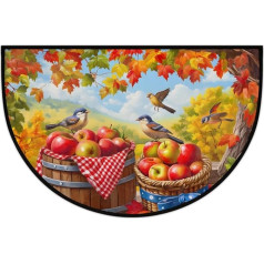 Fußmatte für den Innen- und Außenbereich, Herbst, Äpfel, Vogel, halbrund, saugfähig, rutschfeste Unterseite, Willkommens-Fußmatte, Terrasse, Eingang, niedriges Profil, Bodenmatten für Küche, Kamin