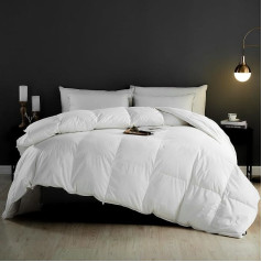 KUSNUG Down Duvet 200 x 200 cm Egyptian Cotton Blend, 100% Fluffy Down and Feathers, All-Year Duvet, Extra Soft Duvet with Oeko-Tex and RDS Certified, 4 Seasons 200 x 200 cm Feather Beds
