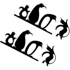 FIXOSHEE 2 Pieces Creative Penguin Stickers Self-Adhesive Cartoon Wall Stickers for Children's Room Baby Room PVC Material Cute Light Switch Decoration