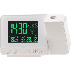 infactory Clock with Projection: Wireless Weather Station with Projection Alarm Clock, Outdoor Sensor and USB, White (Projection Alarm Clock, Weather Station Clocks, Mobile Phone Charging Station)