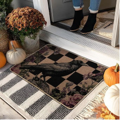 Fußmatte mit Herbstkrähe, schwarzer Vogel, Eingangsmatte für Innen- und Außenbereich, Herbstdekoration, Gummi, wasserdicht, rutschfest, staubabsorbierend, leicht zu reinigen, 73,2 x 43,2 cm