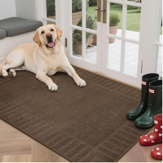 BEQHAUSE Large Doormat Indoor Doormat 80x120cm Super Absorbent Dirt Trapper Mat Washable TPR Non Slip Entrance Pets Dogs Brown
