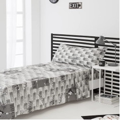 Children's Bed Linen Set, Grey, 50% Cotton, 50% Polyester, Multi-Colour, 90 x 190 / 200 cm