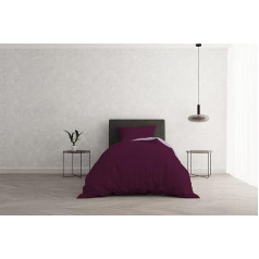 Italian Bed Linen Natural Color Cotton Duvet Cover, Plum/Purple, Single