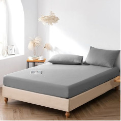 Good Nite Fitted Sheet Single 25CM Extra Deep Pocket Soft and Breathable Machine Washable Fitted Sheet (Dark Grey, Single)