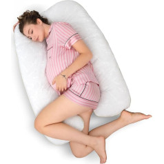 Schlafweich U-shaped Side Sleeper Pillow - Ergonomic Pregnancy Pillow and Breastfeeding Pillow Made of Breathable Bamboo - Hypoallergenic Washable Supports Head Neck Back and Hip