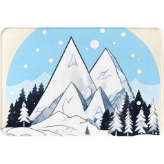 DLXW Dicke Flanell rutschfeste Fußmatte - Mehrzweck-Teppich für Innen- und Außenbereich, für Haustür, Küche, Bad, langlebig und leicht zu reinigen, schneebedeckte Berge