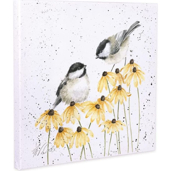 Wrendale Designs 'My Sweet Cheekadee' Bird Print on White Square Canvas 20 Cm