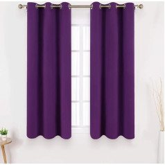 HOMEIDEAS Opaque Set of 2 Curtains with Eyelets for Bedroom, Living Room, Children's Room, Thermal Blackout Curtains, Purple, H 160 x W 106 cm