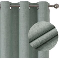 Joydeco 100% Linen Blackout Curtains for Bedroom Thermal Insulated Burlap Curtain and Curtains Room Darkening Textured Curtains Blackout for Living Room 2 Panels