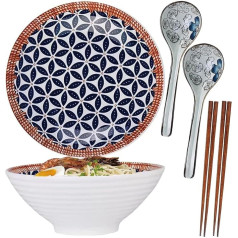 Ramen Bowls, Ramen Bowl, Porcelain Japanese Bowl, Ramen Bowl Set, Noodle Soup Bowl, Ramen Bowl, Ramen Bowl with Spoon, Chopsticks, Salad Bowls (H)