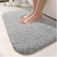 DEXI Non-Slip Bath Mat, 60 x 110 cm, Washable Bath Mat, Absorbent Soft Bathroom Rug, Microfibre Bath Mat for Shower, Bathtub and Sink, Light Grey