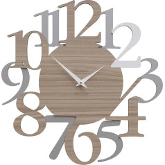 CalleaDesign Modern Wall Clock Russell - Italian Large Numbers Home Office Decoration Silent Made in Italy [Aluminium, White, Canaletto Walnut]