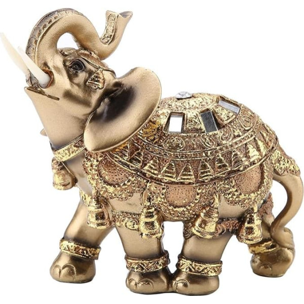 Lucky Feng Shui Golden Elephant Statue Sculpture, Wealth Figurine, Congratulations Gift, Office Decoration, Home Decoration, 3 Type(Large)