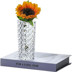 Transparent Glass Vase for Flowers Innjoii - Rectangle 15cm Square Embossed Glass Vases Small Vase for Flowers Plant Terrarium Candle Holder Water Glasses for Wedding Centerpiece Office