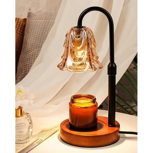 Funistree Amber Candle Warmer Lamp with Dimmer and Timer, Electric Wax Melter for Scented Candle, Home Gifts for Men Women, Birthday Gifts for Him and Her, Candle Heater Lamp with 2