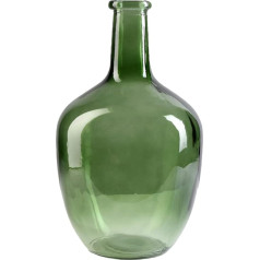 Serene Spaces Living Green Bottleneck Glass Vase, Vintage Floor Vase, Long Stemed Flower Container, Decorative Centerpiece for Coffee Table, Office, Wedding, Events, 7.5