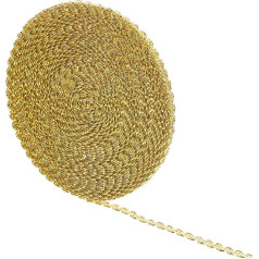 Lurrose 10 m Golden Braided Gimp Border Grosgrain Ribbon for Wedding Birthday Party DIY Craft Projects Decoration and Decoration
