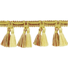 DecoPro 4.6 Meter Value Pack Tassel Fringe Camel Gold Beachwood Gold Dark Rust Style# TFV025 - Color: Golden Harvest - VNT31 (4.5m)