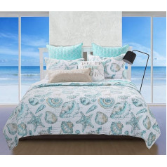 Barefoot Bungalow Cruz Coastal Quilt Set, 3 Pieces, Full/Queen, White