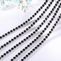 1 Meter ABS Bead Chain Silver Claw Base Cup Chain Rhinestone Trimming for Clothing Shoes Decorative Accessories Black ss8 1m