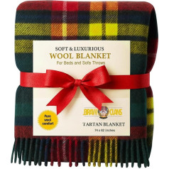 100% Wool Blanket | Scottish Clan Tartans - Winter Nights, Burns Night, Hogmanay - Indoor and Outdoor for Men and Women 69
