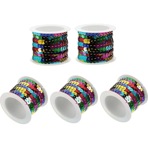 NUOBESTY 5rollen Pailletten-spulenschnur Flach Für Kleidung Stirnbänder Dekoration Bastelprojekte Leicht Tragbar Verarbeitet