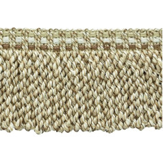 7.5cm Long Porch Collection Fancy Knitted Bullion Fringe Trim (Style # BFV3) Birch Brown Multicolor #VNT1 (Tan, Olive Beige, White Ivory) 4.5m Value Pack
