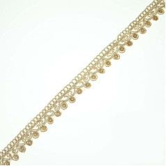Gold Sequin Lace Ribbon 2cm Wide 9m Card Light Gold X558