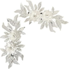 PTNKUIIY Embroidery Lace Patches - 1 Pair 3D Flower Lace Appliques Flower Embroidery Patches for Sew-On Collar Trim Patches for Wedding Dress Dress Wedding Dress DIY Crafts - White