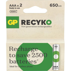 Gp Battery Uzlādējams r03/aaa ni-mh 650mah blisteris 2gab gp recyko