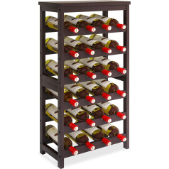 Bamboo Wine Rack, 24 Bottles Wine Display Storage Shelves with Table Top, 6 Tier Wobble-Free Floor Free Standing Table Wine Organiser, Brown