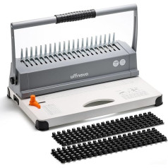 OFFNOVA Binding Machine 21-Hole 450 Sheets Binding Machine, Spiral Binding Machine with Starter Kit, Comb Binding Spikes, for Daily Office Documents
