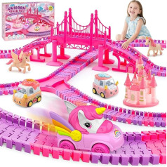 Unicorn Gifts for Girls 3 4 5 6 7 8 Years, Car Racing Track from 3-8 Years Toy from 3-8 Years Horses Girls Gift 3-8 Years Princess Racing Track Children Birthday Gift for Girls