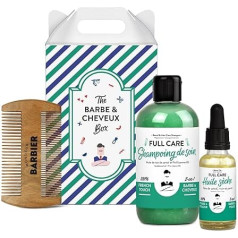 Monsieur BARBIER 2-in-1 Beard and Hair Care Set for Men, French, Natural and Vegan, Shampoo, Oil and Comb for a Complete Premium Care Set, The Ideal Gift