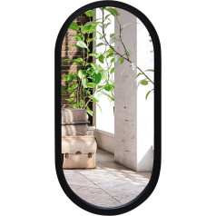 Americanflat Oval Mirror 30 x 61 cm - Large Mirror with for Bathroom, Living Room or Bedroom - Black Wall Mirror with Rounded Frame