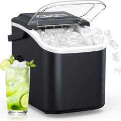 Ice Cube Maker Small Ice Maker Machine: Portable Ice Cube Maker, 12 kg/24 H, 8 Ice Cubes in 6 Minutes, 2 Ice Cube Sizes, Mini Ice Cube Machines with Self-Cleaning for Home/Kitchen/Camping/Party/RV