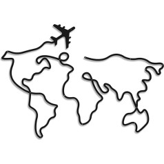 Dkant World Map Wall (115 x 85 cm) - Metal Wall Decoration - Wall Decoration for Bedroom, Living Room, Kitchen and Office - Easy Attachment (Screws Included)