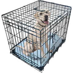 Ellie-Bo Double Door Folding Dog Puppy Cage with Faux Sheepskin Bed, Extra Large, 106.7 cm, Black