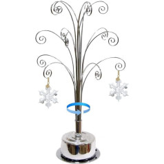HOHIYA for Swarovski 2018 Annual Christmas Snowflake Crystal Ornament Stand Ball Angel Tree Rotating Display Xmas Home Party Gift Decoration 16.75inch(Chrome)