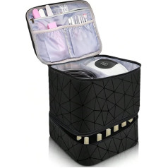 Cosmetic Bag, Nail Polish Storage, Black Diamond, Double Layer Portable Travel Makeup Bag, Women, Nail Polish Storage Bag, Waterproof for 30 Bottles
