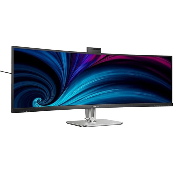 Philips 49B2U6900CH - 49 Inch DQHD Curved Monitor, Webcam, Microphone, RJ45, Height-Adjustable (5120 x 1440, HDMI, DisplayPort, USB-C, USB Hub) Black