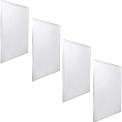 JANDEI Pack x4 LED Backlit Panel 60x60cm 48W Cool White 6000K 3900 Lumens White Frame For Installation In Armstrong Ceilings Includes Driver