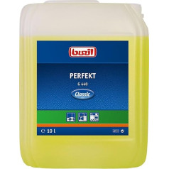 Buzil Perfekt G440 Universal Alkaline Intensive Cleaner: Yellow Green, 10 L Canister